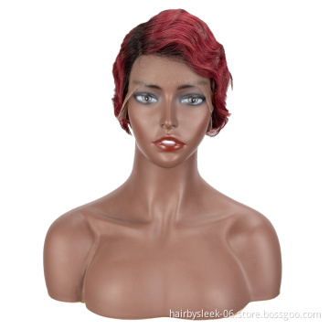 Feminine Restoring Ancient Shanghai Hand push wave Finger Wave Curly Pixie Cut U Part Lace Front Wig Brazilian Human Hair Wigs